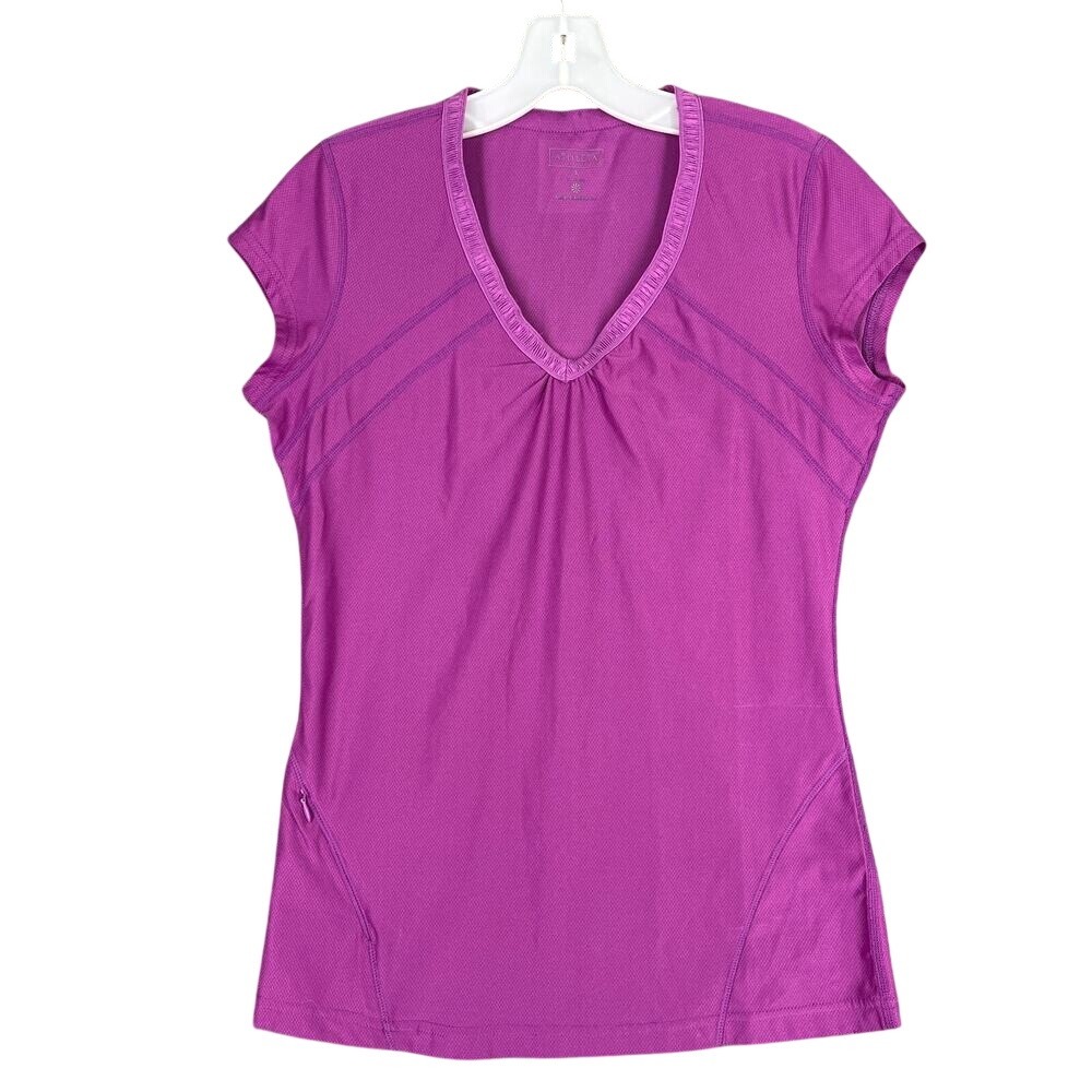Athleta Womens Wick It Work It Shirt S Purple Cap-sleeve Yoga Studio Gymโ Train